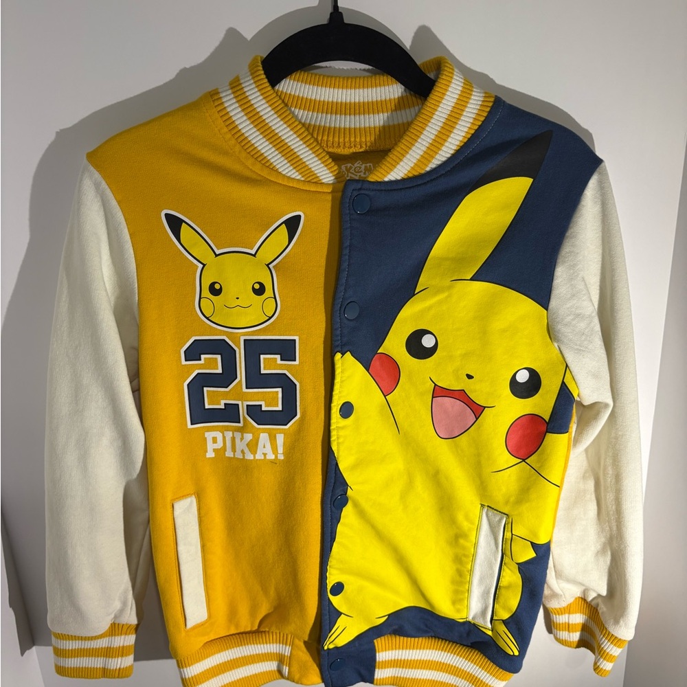 Pokemon varsity Pikachu Kids jacket - Yellow, Blue, and White